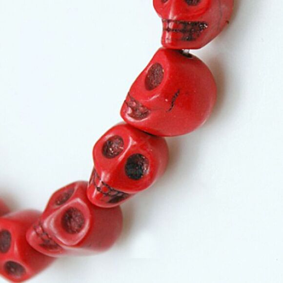 10x8x9.5MM Red Skulls Beads-ONE Gemstone Bead Strand-Jewelry Making Crafts NWT - Picture 1 of 1